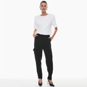 Aritzia Babaton Refined Satin Cargo Career Officewear Trouser Pant Black size 00